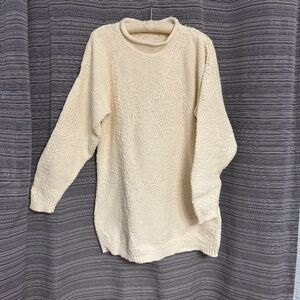 Big City Vintage Cotton Chunky Knit Cream Sweater Dress Size Small